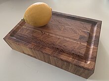 This upcycled cutting board was made from boxcar floorboards that were taken from a railroad salvage yard. Upcycled Cutting Board.jpg