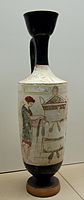 White-ground lekythos with a scene of mourning by the Reed Painter, c. 420-410 BC, British Museum