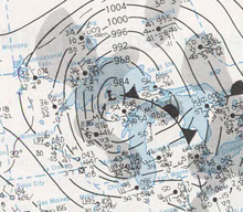 Weather map of November 10, 1975. Weather Map from November 10 1975 Edmund Fitzgerald Storm.png