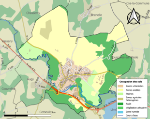 Carte en couleurs présentant l'occupation des sols.