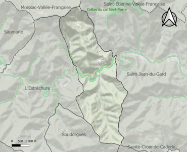 Carte de la ZNIEFF de type 1 sur la commune.