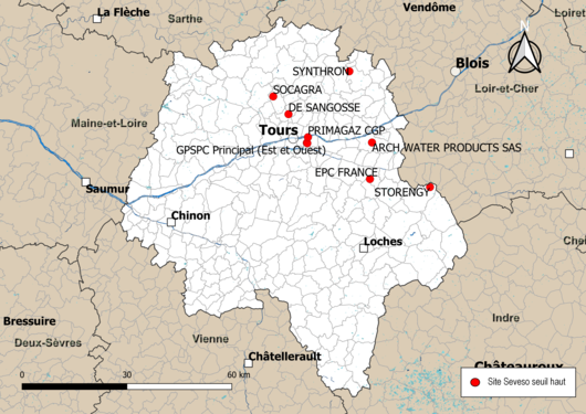 Carte des sites « Seveso seuil haut ».