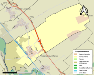 Carte en couleurs présentant l'occupation des sols.