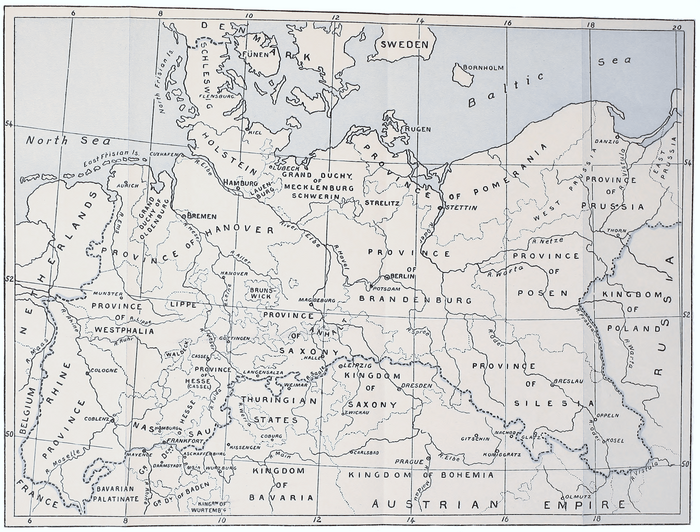 MAP OF GERMANY SHOWING CHANGES MADE IN 1866.