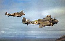Two Bristol Beauforts in flight