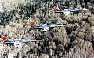 CF-104 Starfighters of 417 Sqn in flight near Cold Lake 1976.jpg