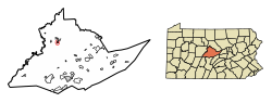 Location of Snow Shoe in Centre County, Pennsylvania.