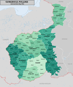 Administrative divisions of Congress Poland in 1914