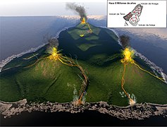 Phase 1 – vor 8 Millionen Jahren, Entstehung der Vulkane Teno, Anaga, Adeje