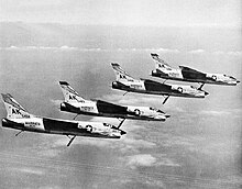 VMF-251 F-8B Crusaders, assigned to USS Shangri-La (CVA-38), in 1962. F-8B Crusaders VMF-251 in flight 1962.jpg