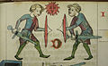 描繪14世紀的德累斯頓，在薩克森之鑑下用劍和盾的比武審判。