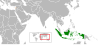نقشهٔ موقعیت اندونزی و لبنان.