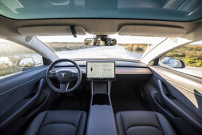 The interior of the Model 3.