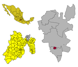 メヒコ州内の位置の位置図