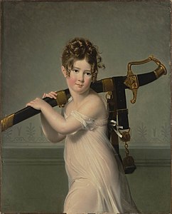 Jeune fille tenant le sabre de son père (voorheen gekend als Portrait de Madame Villot, née Barbier), 1816, olieverf op doek, locatie onbekend.