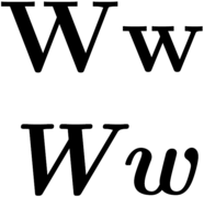 Capital and lowercase versions of W, in normal and italic type