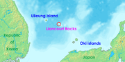 Location of the Liancourt Rocks between Korea and Japan