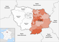 Lage des Départements Seine-et-Marne in der Region Île-de-France