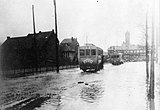 Tram naar Vaals op de Heerderweg tijdens hoogwater, 1926