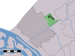 The village (dark green) and the statistical district (light green) of Wateringen in the municipality of Westland.