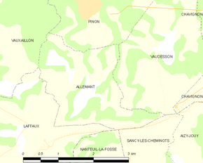 Poziția localității Allemant. Aisne
