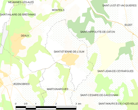 Mapa obce Saint-Étienne-de-l’Olm