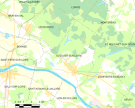 Mapa obce Ouzouer-sur-Loire