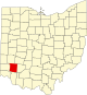 Localização do Map of Ohio highlighting Warren County