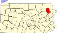 Map of Pensilvanija highlighting Lackawanna County