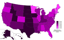 Map of U.S. states by total fertility rate (TFR) in 2013.svg