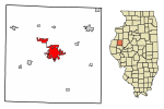 Location of Macomb in McDonough County, Illinois.