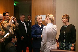 Yulia Tymoshenko meeting Hillary Rodham Clinto...