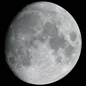 The waxing gibbous Moon as observed from Earth