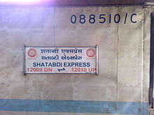 Nameboard of 12010 Shatabdi Express.jpg