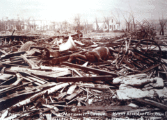 Ruins of the town's Methodist Church following this deadly tornado.