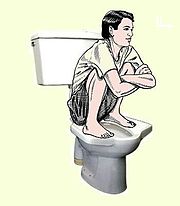 Defecation in squatting position