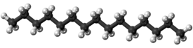 Ball-and-stick model of the pentadecane molecule{{{画像alt1}}}