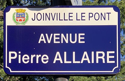 Plaque de l'avenue Pierre-Allaire.