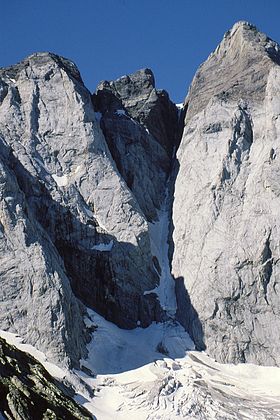 Vue du glacier sous le couloir de Gaube en 1986.