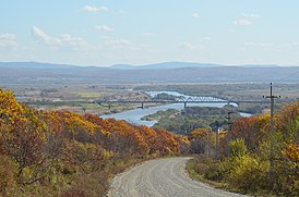 Железнодорожный мост через реку Раздольная в Барановском, где начинается линия Барановский — Хасан