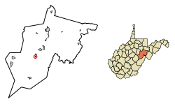 Location of Huttonsville in Randolph County, West Virginia.