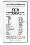 Plakát k premiéře hry Schill v Theater der Gauhauptstadt Reichenberg (11. 2. 1939).