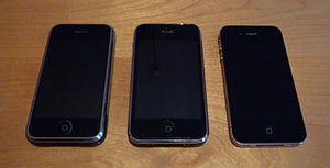 English: Left to right: iPhone, iPhone 3G, iPh...