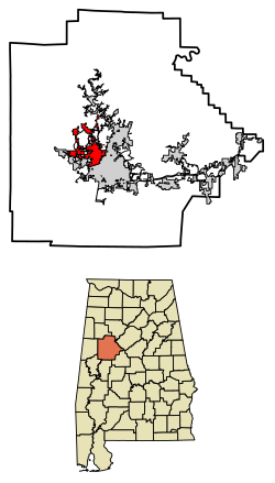 Расположение Нортпорта в округе Таскалуса, штат Алабама.