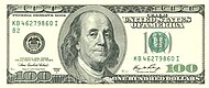 Bankovka 100 dolarů s portrétem Benjamina Franklina
