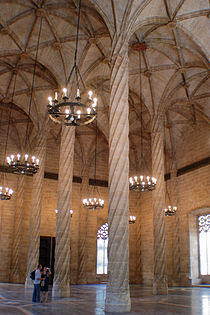 Hall das Colunas da Lonja de la Seda em Valência