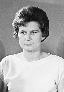 In 1963 Soviet cosmonaut Valentina Tereshkova became the first woman in space on her Vostok 6 flight of 48 orbits, and is the only woman to fly solo in space Valentina Tereshkova (January 1963).jpg