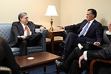 Barr with Senator Mitt Romney in February 2019 William Barr and Mitt Romney.jpg