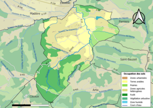 Carte en couleurs présentant l'occupation des sols.