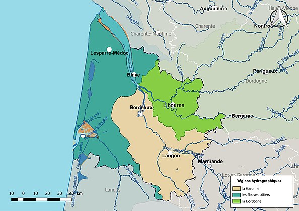 La Gironde est découpée en xx régions hydrographiques et xx bassins hydrographiques.